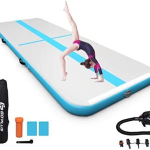 Goplus Inflatable Air Gymnastic Mat, 10ft/13ft/15ft/16.4ft with Electric Pump, Portable Air Floor Track for Practice Gymnastics Tumbling Yoga Cheerleading Beach Park Water Home and School Use