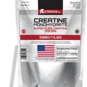 SethSpartan.com Creatine Monohydrate - 99.9% Purity - Super Micronized Creatine - 1.1lbs/500g