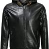Winter Top Coat Motorcycle Jacket Men Sleeve Leather Long Imitation Zipper Men's Coats Jackets Winter Coats (Black-C, L) - Image 2