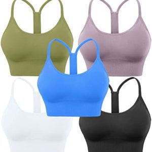 Evercute Racerback Sports Bras Padded Y Racer Back Cropped Bras for Yoga Workout Fitness Low Impact