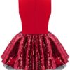 Loloda Kids Girls Circus Carnival Halloween Party Ringmaster Costume Short Sleeves Ruffle Tutu Dress - Image 2