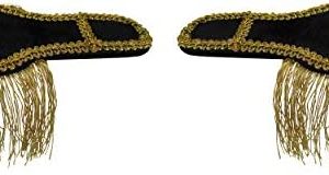 Nicky Bigs Novelties Ringmaster Black Shoulder Epaulettes Gold Fringe Boards Costume Accessories