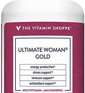 The Vitamin Shoppe Ultimate Woman Gold Multivitamin - with Iron, B Vitamins & Vitamin D3 and More to Support Energy Production, Bone & Immune Health - Gluten Free Multi-Mineral (180 Tablets)