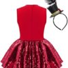 Nikiikoo Kids Girls Circus Ringmaster Costume Sequined Bowtie Tutu Leotard Dress Festival Party Dancewear - Image 2