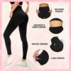 MOREFEEL Leggings with Pockets for Women, High Waisted Tummy Control Workout Black Hip Lift Yoga Pants Activewear - Image 4