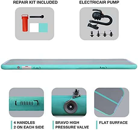 Gymnastics Mats Tumbling Track Mat, Air Mat Tumble Track Inflatable Training Mat 4 inch Thickness With Carry Bag Electric Pump For Home Use, Cheerleading, Yoga, Water Exercise - Image 3