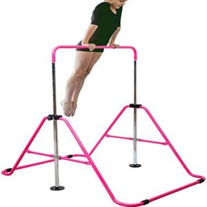 RELIANCER Expandable Gymnastics Bars Junior Training Bar Adjustable Height Gymnastic Horizontal Bars Children Folding Training Monkey Bars Child Gym Climbing Tower Kip Balance Bar for Kids Gymnasts
