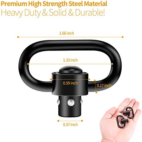 FANGOSS 4 Pcs QD Sling Swivels with 1.33 Inch Push Button Quick-Disconnect D-Loop for Two Point and Traditional Sling Swivel Mount - Black - Image 6