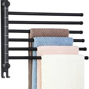 Black Bathroom Towel Rack JSVER Bathroom Towel Rack 6 Arms,Space Saving Towel Holder,Stainless Steel Towel Bar,Towel Racks for Bathroom Wall Mounted