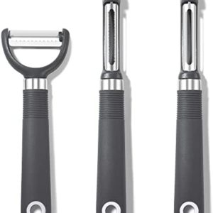 Rainspire 3-Piece Peeler Set, Premium Swivel Vegetable Peeler, Kitchen Gadgets Apple Peeler Potato Peeler Veggie Peeler Fruit Peeler, Dishwasher Safe Kitchen Accessories (Grey)