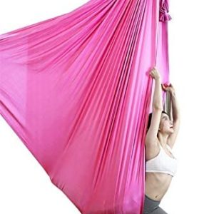 ZCXBHD Aerial Yoga Hammock Set Acrobatic Dance Silk Fabric Swing for Home with Carabiner Daisy Chain for Yoga Anti-Gravity Pilates (Color : Dark Pink, Size : 5m)