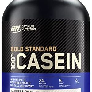 Optimum Nutrition Gold Standard 100% Micellar Casein Protein Powder, Slow Digesting, Helps Keep You Full, Overnight Muscle Recovery, Cookies and Cream, 4 Pound (Packaging May Vary)