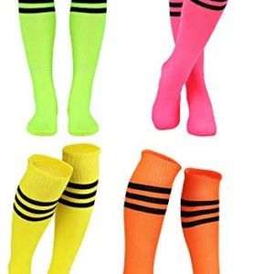 SATINIOR 4 Pair Colorful Striped Knee Socks High Witch Knee Socks High Socks for Women Girls