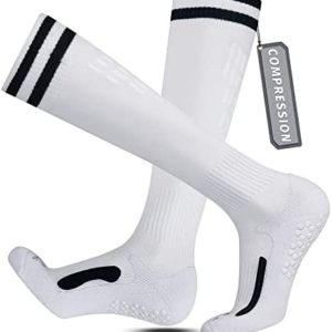 Rahhint Soccer Socks (1/2 Pack) Anti Slip Grip Socks Knee High Multi-Sport Compression Long Socks for Adults&Children