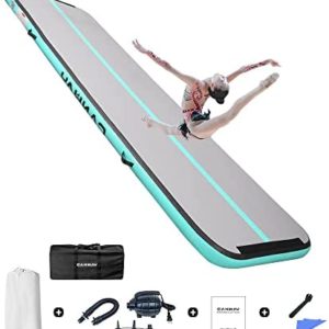 CANWAY Air Tumble Track Inflatable Gymnastics Mat, 10ft/13ft/16ft/20ft Gymnastics Training Mat with Electric Air Pump for Home/Outdoor/Gym/Cheerleading/Yoga