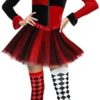 Matiniy 3 Pcs Female Jester Costume Red White Clown Costume Set Halloween Kids Wicked Jester Dress for Mardi Gras Party Carnival Party Cosplay - Image 3