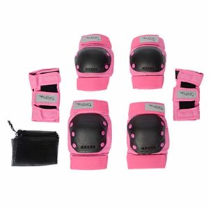 Flybar Knee and Elbow Pads, Wrist Guards Protective Safety Gear Set - Multi Sport Protection For Skateboarding, BMX, Pogoing, Inline Skating, Scooter - Kids, Teen & Adult Sizes (Pink, Small)