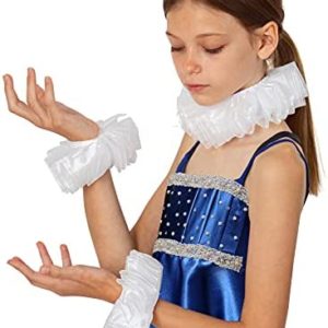 Skeleteen Renaissance Collar Cuff Set - Vintage White Neck Ruff and Wrist Ruffle Cuffs Costume Accessories Dress Up Kit