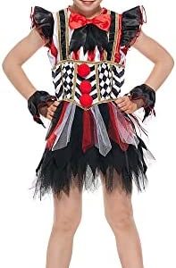 Snailify Girl's Evil Clown Costume Halloween Playful Horror Cosplay Dress