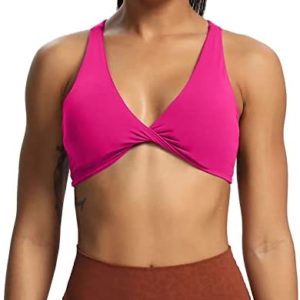 Aoxjox Women's Workout Sports Bras Fitness Backless Padded Satara Low Impact Bra Yoga Crop Tank Top