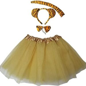Kirei Sui Kids Animal Tiger Ears Headband Bowtie Tail & Tutu Costume Orange