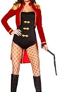 Women's 4 Piece Black/Red/Gold Sassy Ring Leader Circus-Costume- Medium