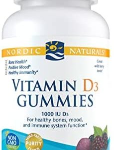 Nordic Naturals Vitamin D3 Gummies, Wild Berry - 120 Gummies - 1000 IU Vitamin D3 - Great Taste - Healthy Bones, Mood & Immune System Function - Non-GMO - 120 Servings