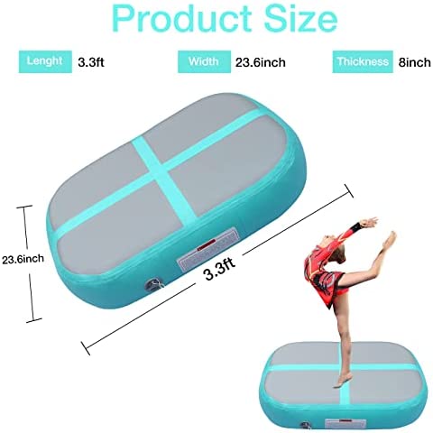 PPXIA Gymnastics Air Roller Air Barrel Inflatable Tumbling Mat, Tumble Track Backhandspring Mat Gymnastic Equipment with Pump for Yoga Training Cheerleading Home Use - Image 4