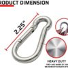 6 Pack of 2 1/4 Inches Stainless Steel Safety Spring Snap Hook Carabiner, Multi-Purpose Heavy Duty Stainless Steel Carabiner Clips for Keys Swing Set Camping Fishing Hiking Traveling - Image 3