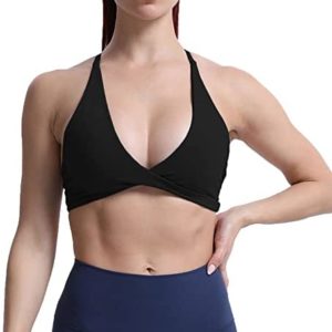 Aoxjox Women's Workout Sports Bras Fitness Backless Padded Sienna Low Impact Bra Yoga Crop Tank Top