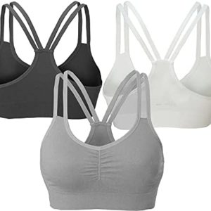 AKAMC Women's Removable Padded Strappy Sports Bra Yoga Tops Activewear for Women