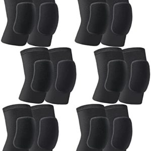 6 Pairs Volleyball Knee Pads for Women Men, Soft Breathable Knee Pads Tactical Knee Pads Black Knee Protector Workout Knee Pads for Basketball Football Hockey Dance Running Cycling Climbing Skating