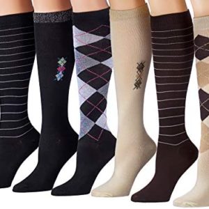 Tipi Toe Women's 6 Pairs Colorful Patterned Knee High Socks
