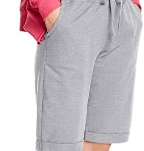 Hanes Women's Shorts, French Terry Bermuda Pocket Shorts, Jersey Knit Fleece Shorts, Women's Bermuda Shorts, 11"