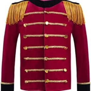 TiaoBug Kids Girls Boys Drum Major Costume Marching Band Uniform Tassel Red Circus Ringmaster Jacket Halloween Costumes