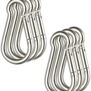 MYUYONG 6 PCS 304 Stainless Steel Carabiner Spring Snap Hook for Keys Swing Set Camping Fishing Hiking Traveling