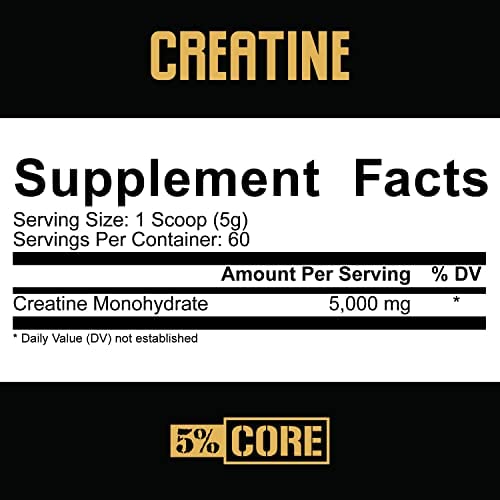 5% Nutrition Core Creatine | Micronized Creatine Monohydrate Powder | 5G, 5000mg, 60 Servings (Unflavored) - Image 2