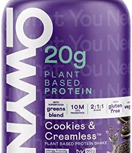 Owyn Plant Based Protein Powder with 20g Protein, Probiotics, Superfoods Greens, Pea, Chia and Pumpkin Seed Blend, Vegan, (Cookies & Creamless, 2.1 Pound (Pack of 1) Packaging May Vary