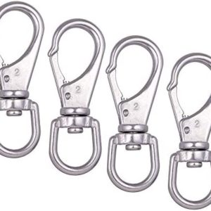 Mixiflor 4 Pack Stainless Steel Swivel Eye Snap Hook, 4" Swivel Snap Hook Flag Pole Clips, Rotating Diving Clips Spring Hooks for Flag Poles, Dog Leash, Key Chain, Boat Anchor Rope, Bird Feeder