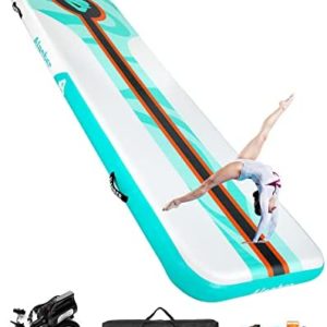 ALANBER Inflatable Air Gymnastics Mat 10 ft , Air Tumbling Track Mat, Inflatable dock Mat, with Electric Air Pump, for Practice Gymnastics/Cheerleading/Tumbling/ Martial Arts/Water Sports…