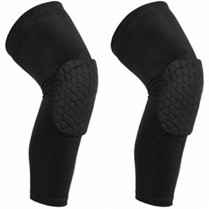 REACHSTOP Basketball Knee Pads Volleyball Kneepad Honeycomb Crashproof Antislip Leg Sleeve Protective Pad Support Guard Padded Compression Wear Hexpad - 2 Packs (Black, L)