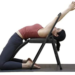 Nisorpa Yoga Auxiliary Foldable Chair with Lumbar Back Support Balance Handstand Training Tool Yoga Equipment Metal Folding Chair Balance Handstand Training Tool
