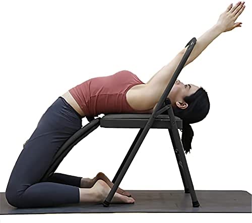 Nisorpa Yoga Auxiliary Foldable Chair with Lumbar Back Support Balance Handstand Training Tool Yoga Equipment Metal Folding Chair Balance Handstand Training Tool
