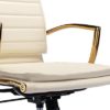 CIMOTA Leather Office Chair Comfortable Mid-Back Gold Office Desk Chair with Wheels and Arms Gold Frame Modern Ergonomic Conference Task Chair Swivel Chair for Teens Adults, PU Beige - Image 7