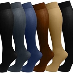 Different Touch 6 Pairs Pack Women Stretchy Spandex Trouser Socks Opaque Knee High