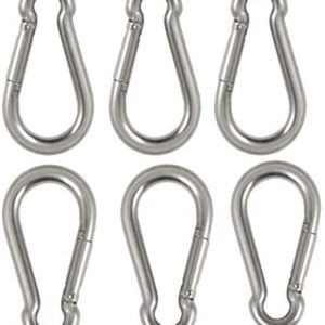 6 Pack of 2 1/4 Inches Stainless Steel Safety Spring Snap Hook Carabiner, Multi-Purpose Heavy Duty Stainless Steel Carabiner Clips for Keys Swing Set Camping Fishing Hiking Traveling