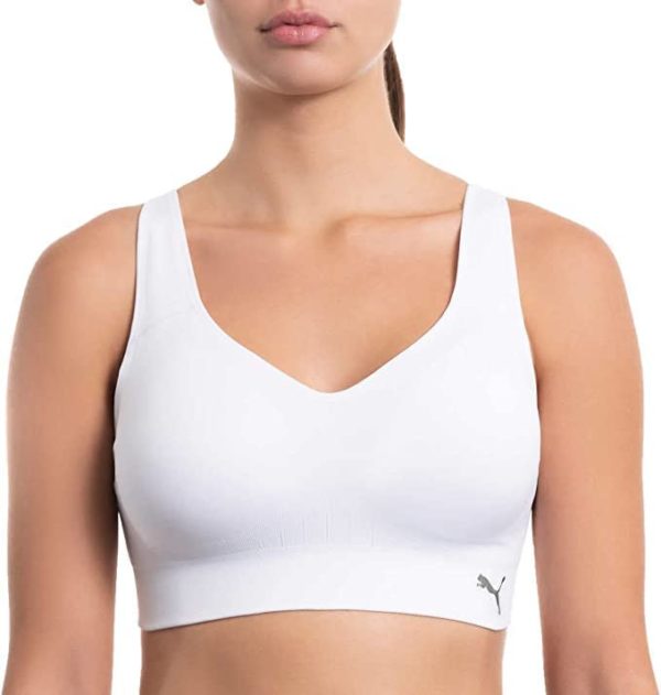 PUMA Womens Performance Seamless Sports Bra 2 Pack Pink/White