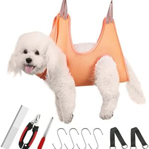 Guzekier Pet Dog Grooming Hammock Harness for Cats & Dogs, Dog Sling for Grooming, Dog Hammock Restraint Bag with Nail Clippers/Trimmer, Nail File, Pet Comb,Ear/Eye Care