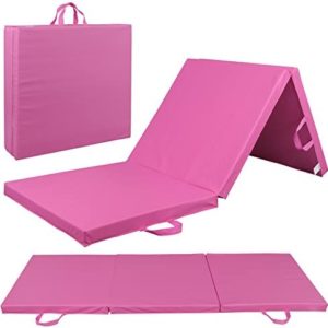 BBBuy 6' x 2' Tri-Fold Folding Exercise Gym Mat Thick Foam for Gymnastics Panel Aerobics Yoga Martial Arts MMA Stretching Core Workouts w/Carrying Han
