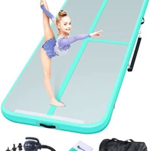 Inflatable Air Track Gymnastics Mat: Sportneer 10ft x 3.3ft x 4in Air Mat Tumble Track with Side Carrying Strap & Air Pump at Home for Kids Training Cheerleading Yoga Water Park Outdoor